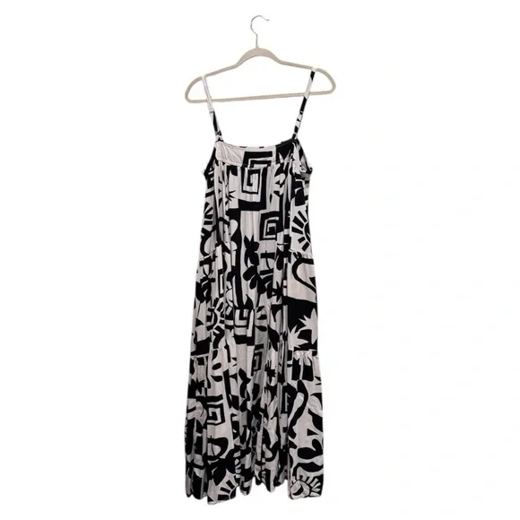 Anthropologie Abel the Label Abstract Sol Aztec Maxi Dress Boho Retro Black XL - Picture 6 of 8